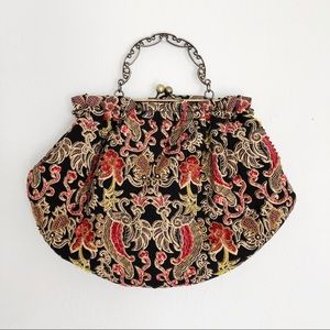RARE VINTAGE Gold Purse Embellished w Bead Sequins